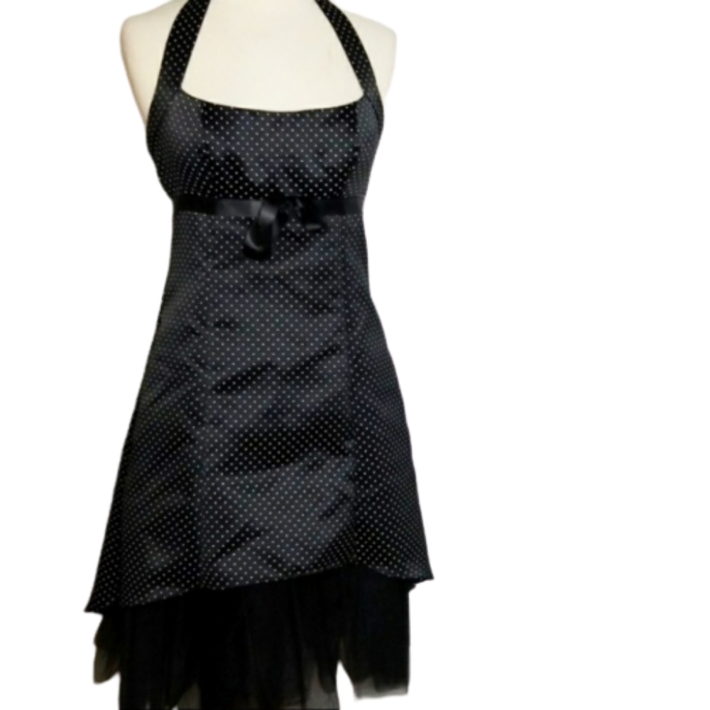 Vintage 90s Polka Dot Halter Dress Pinup Retro